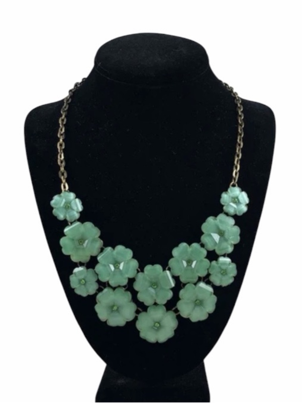 Joan Rivers Green Floral Statement Necklace Feminine Boho Chic 90’s